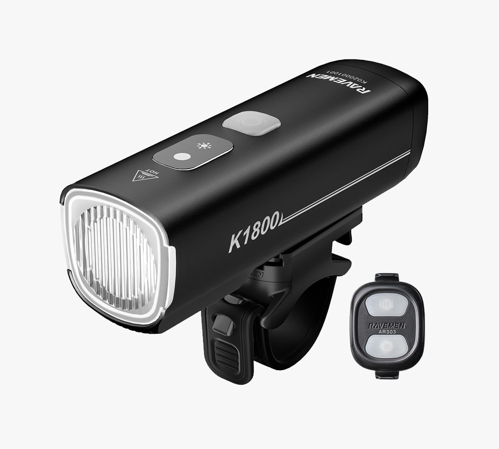 Велосипедна фара Ravemen K1800 (1800 lm, 5000 mAh) з датчиками освітленості, бездротова кнопка