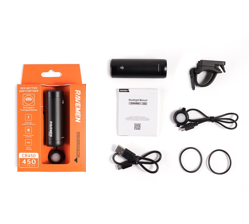 Велосипедна фара Ravemen CR450 (450 lm, 1600 mAh) дротова кнопка - Зображення 3