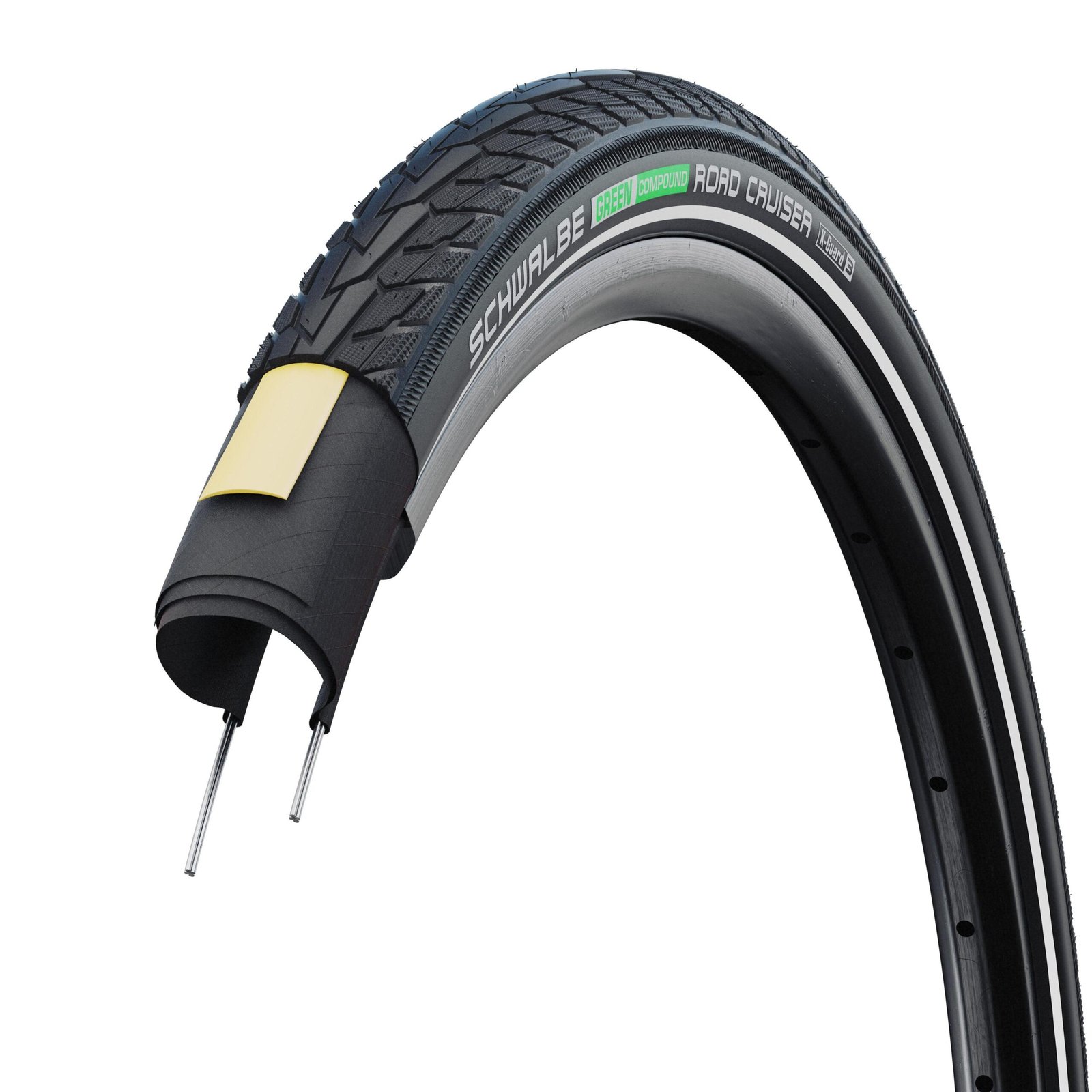 Покришка Schwalbe Road Cruiser 26x1.75 (47-559) Active, K-Guard, TwinSkin, GREEN, B/B+RT