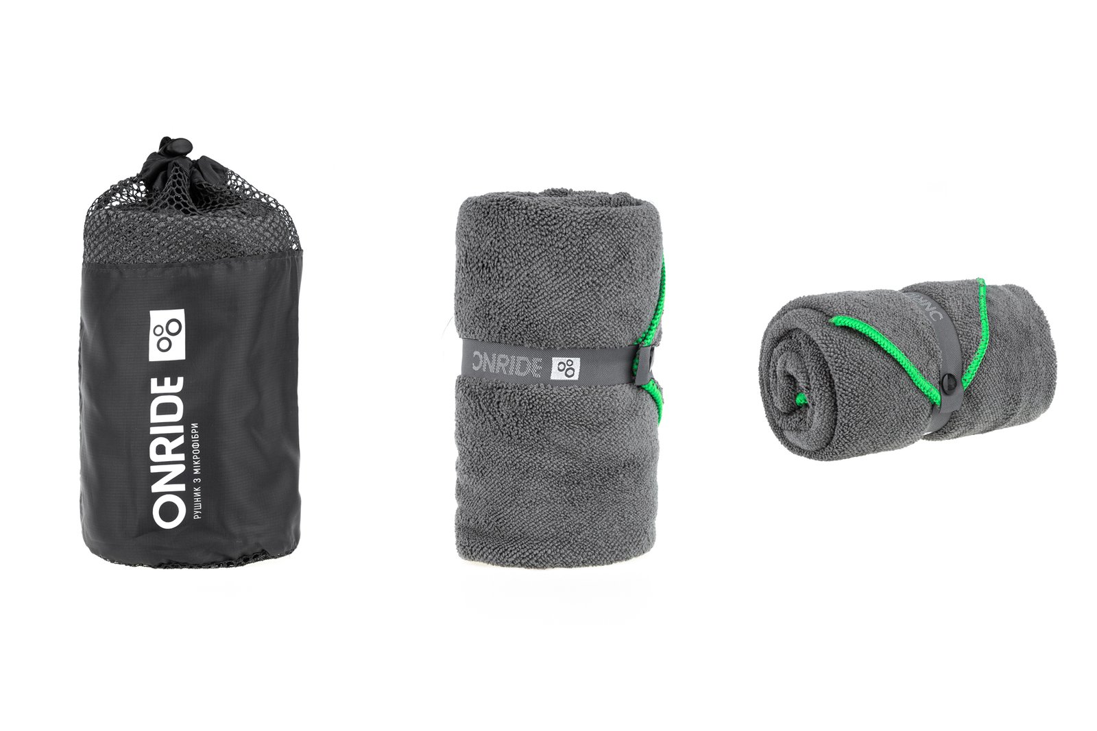 Рушник з махрової мікрофібри ONRIDE Dry сірий (100х50) у чохлі