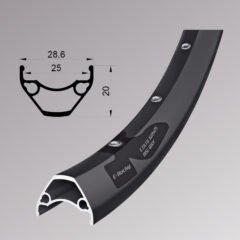 Обід Remerx E-ROCKY RX 3025, 29, 622x25, 36 отв, FV, пістонований, чорний анод., E-Bike, безкам.