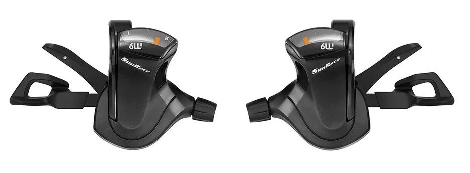 Манетки SunRace DLM903 L2/R9, ліва, 2/9 шв., з дисплеєм передач, з тросом 1700/2100 мм, OEM