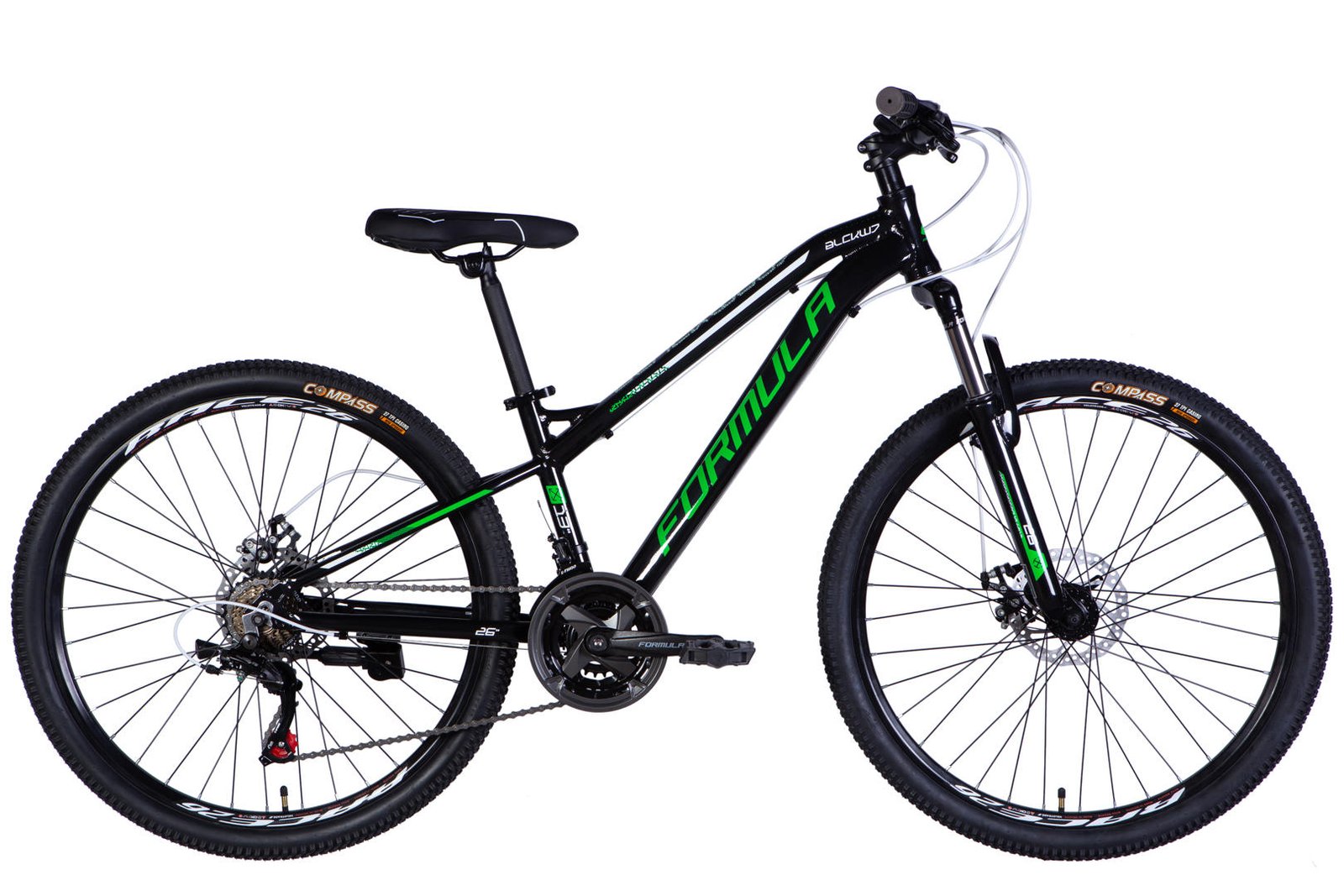 Велосипед AL 26" Formula BLACKWOOD DD FR рама-13" чорний з зеленим 2026