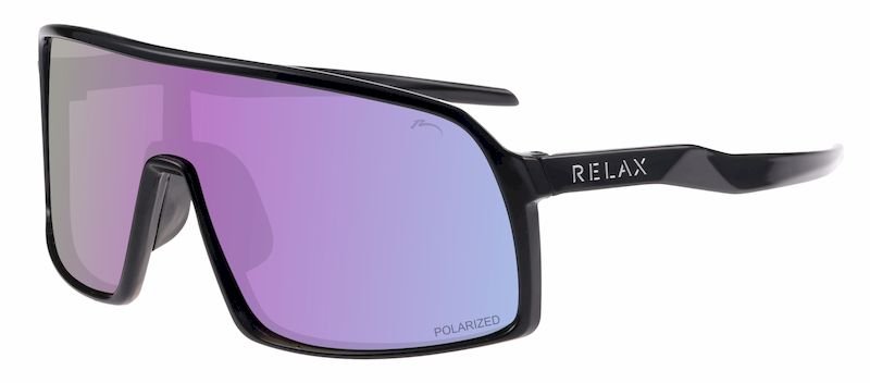 Окуляри Relax Prati чорні глянцеві, лінза smoke (Polarized TAC), ametyst platinum, кат. 2