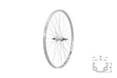 Колесо заднє на гайках KLS Event 26", V-brake, під тріскачку, 10x135мм сріблястий