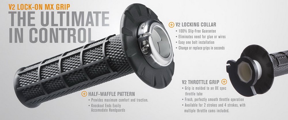 Мото гріпси ODI HALF-WAFFLE MX V2 Lock-On Soft Grey - Зображення 5